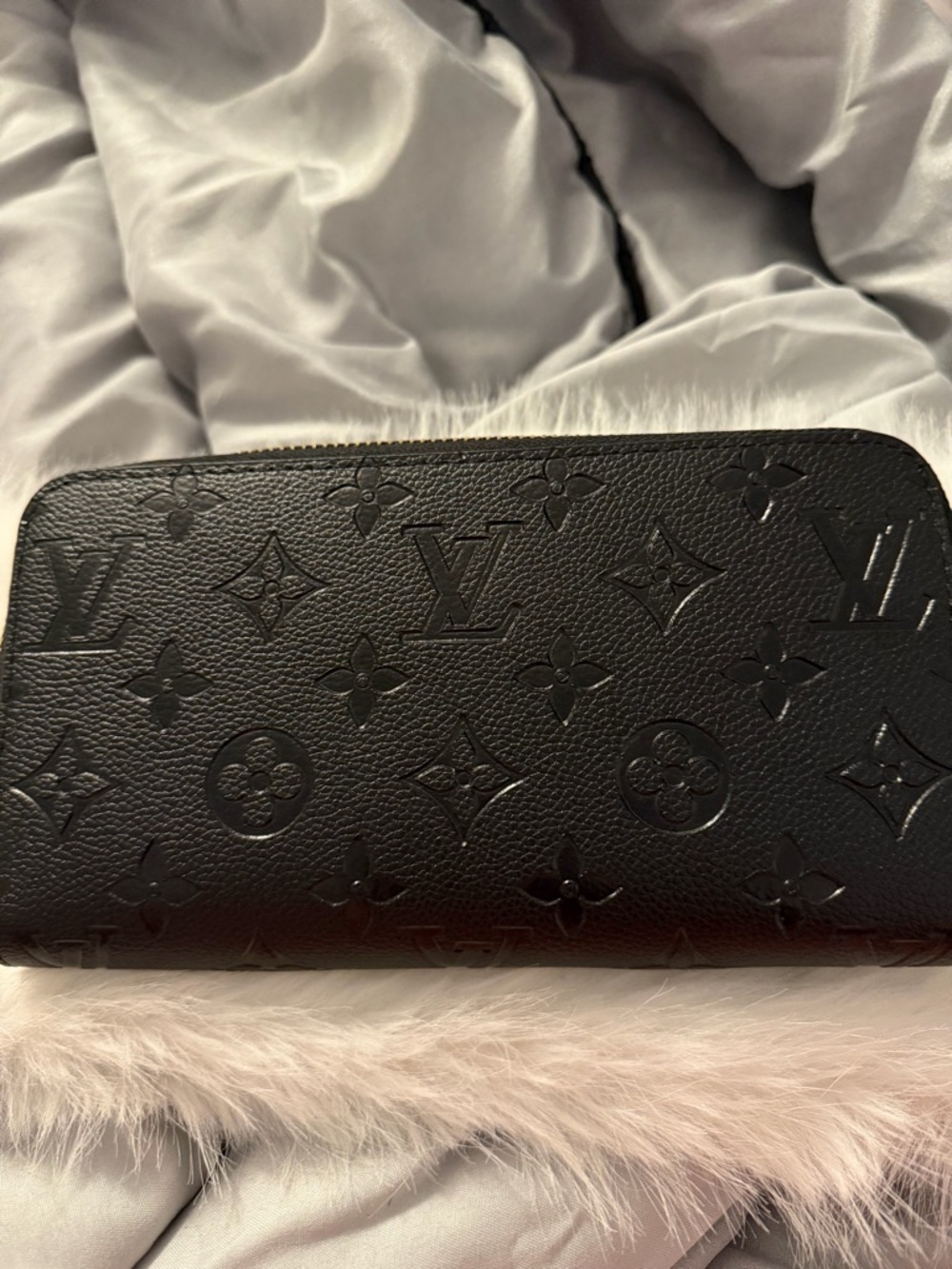 Louis Vuitton Black Embossed Monogram Zip-Around Wallet - Picture 6 of 9
